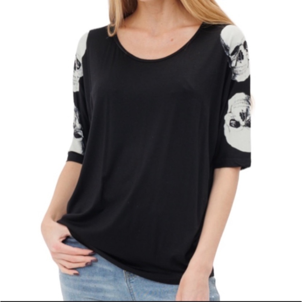 VOCAL Skulls Dolman Sleeve Top M black